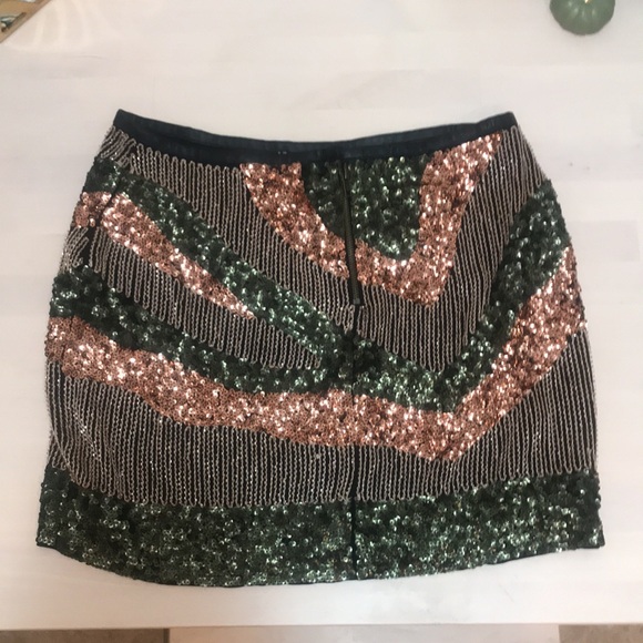 Sz 10 H&M Sequins and Faux Leather Mini Skirt - Picture 2 of 4